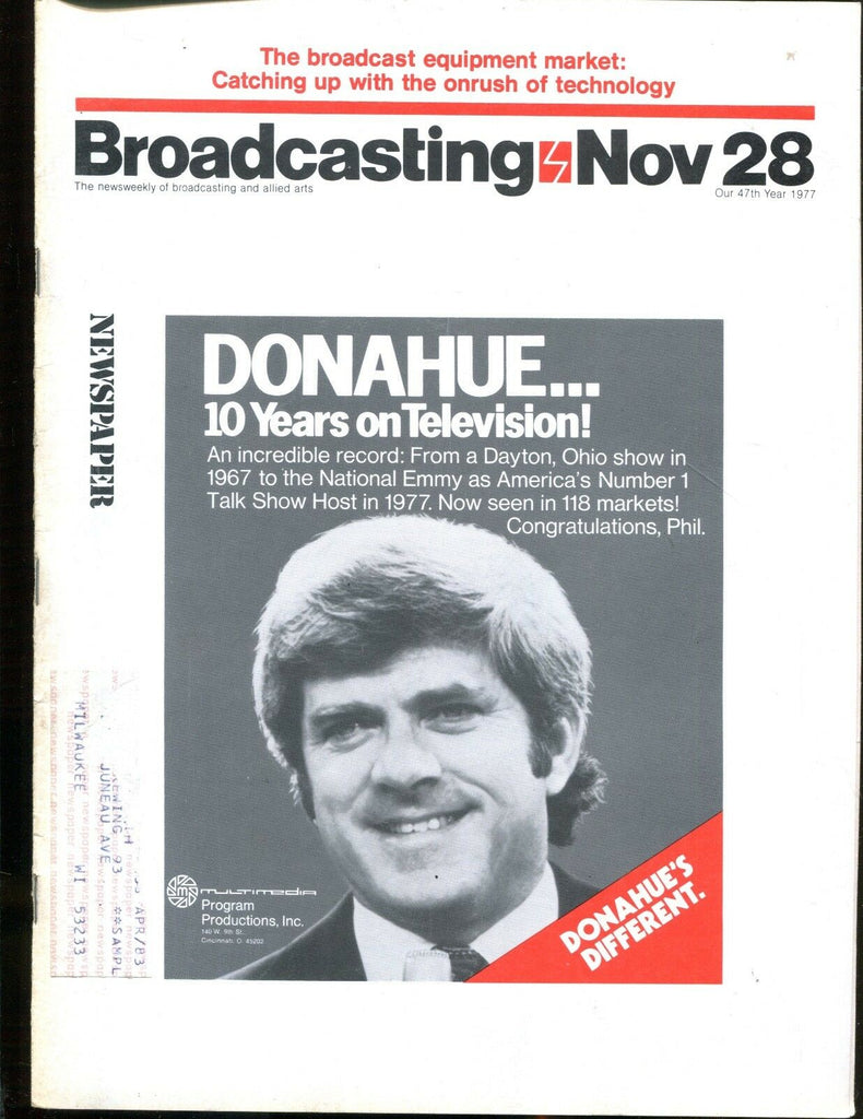 Broadcasting Magazine November 28 1977 Phil Donahue Ex w/ML 122816jhe