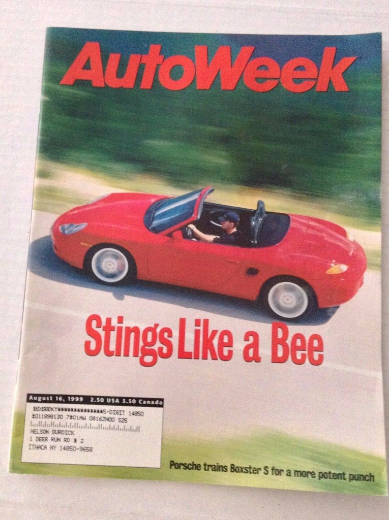 Autoweek Magazine Porsche Trains Boxster S August 16, 1999 020117RH