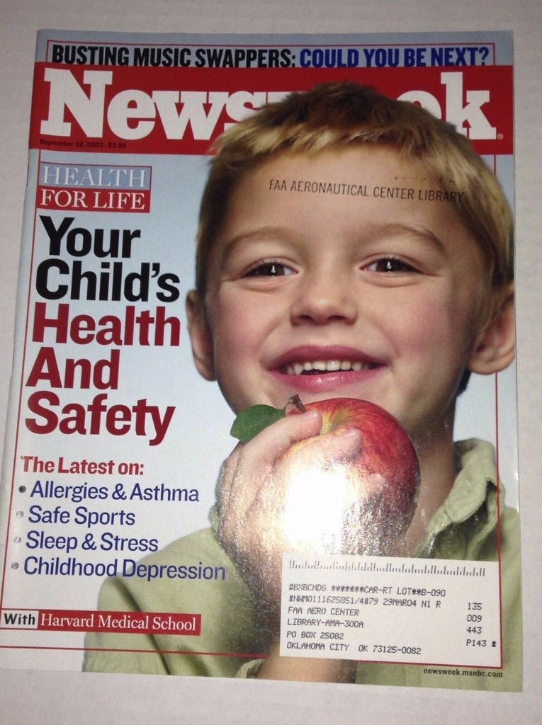 Newsweek Magazine Your Child's Health & Safety September 22 2003 FAA 022917NONRH
