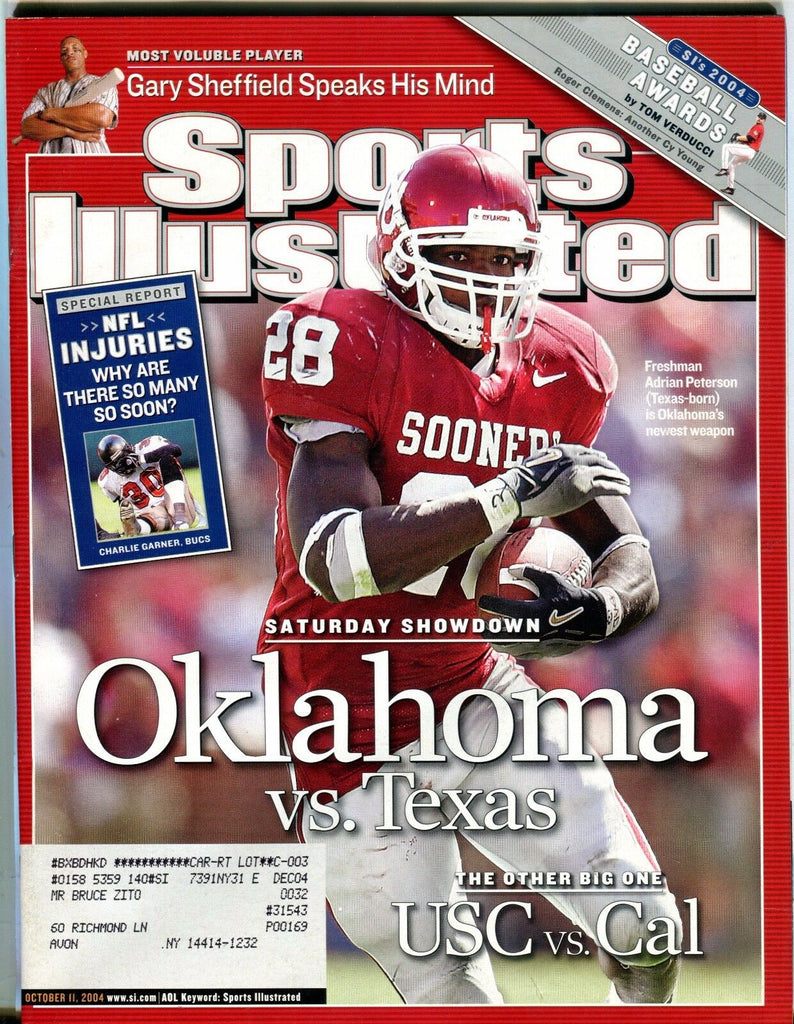 Sports Illustrated Magazine October 11 2004 Adrian Peterson EX w/ML 030717nonjhe