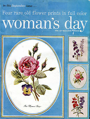 Woman's Day Magazine September 1954 Old Flower Prints VG 060216jhe