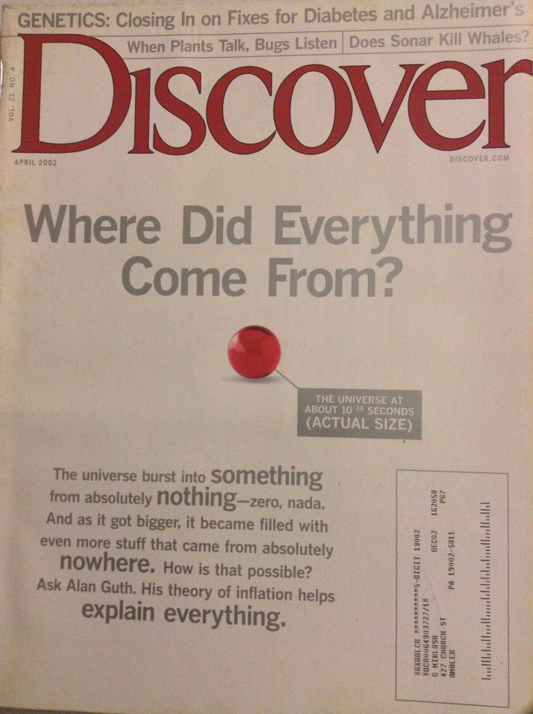 Discover Magazine Everything Came From Where? April 2002 092017nonrh