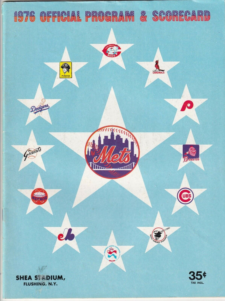 1976 Program & Scorecard NY Mets Vs Cincinnati Reds 081319nonr