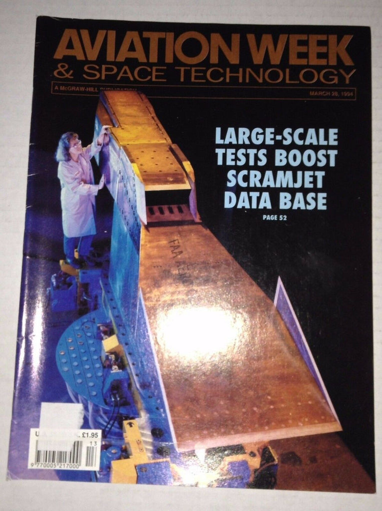 Aviation Week Magazine Large Scale Tests Scramjet March 28, 1994 FAL 111716RH