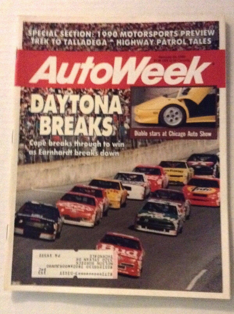 Autoweek Magazine Magazine Daytona Breaks Diablo February 26, 1990 011717RH
