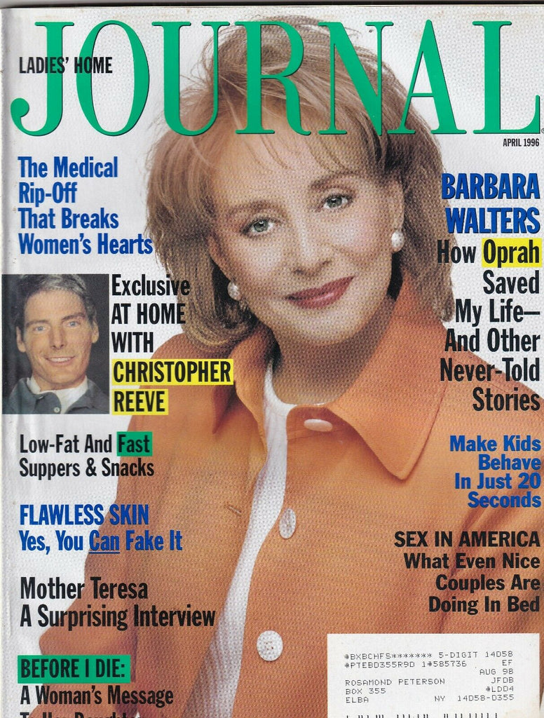 Ladies' Home Journal Mag BarBara Walters Chris Reeves April 1996 092819nonr
