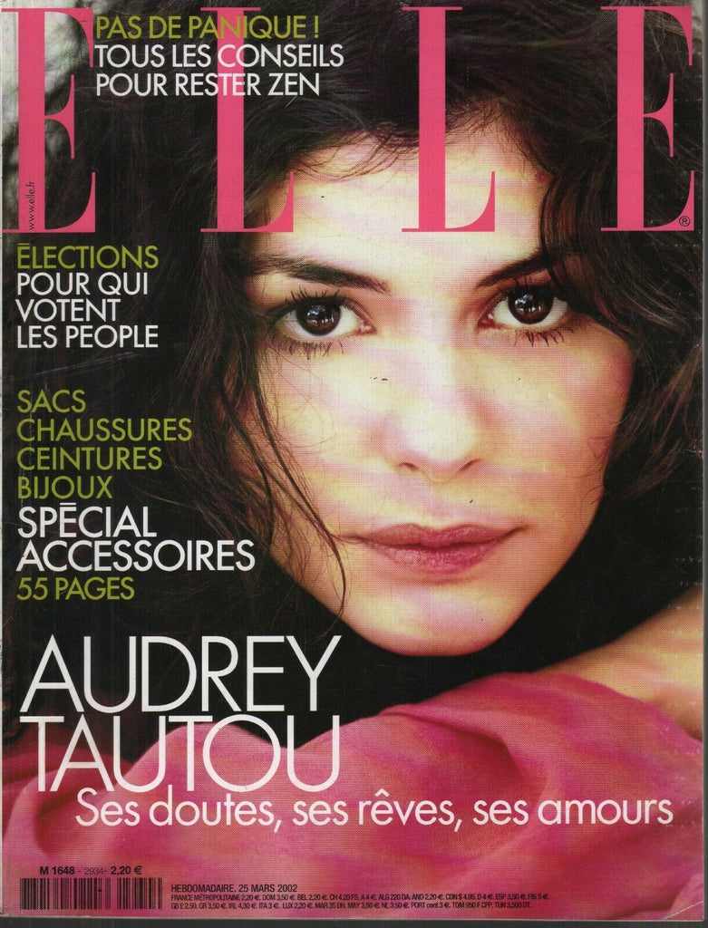 Elle French Magazine 25 Mars 2002 March Audrey Tautou 091619AME