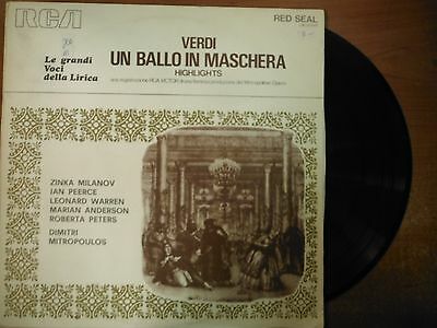 33 RPM Vinyl Highlights Verdi Un Ballo In Maschera RCA Records LM2014 011315SM