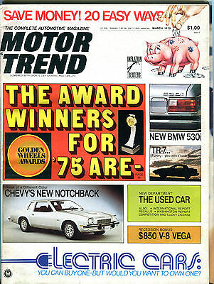 Motor Trend Magazine March 1975 Award Winners EX 060916jhe