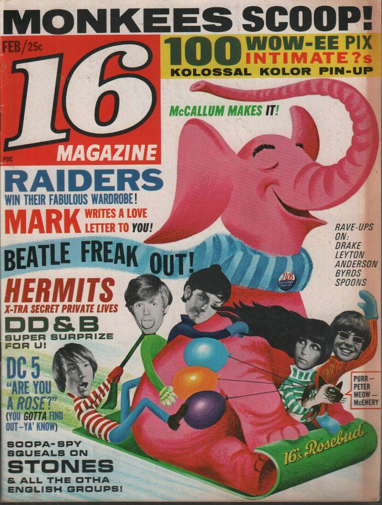 16 Magazine February 1967 The Monkees The Beatles Rolling Stones 100219AME