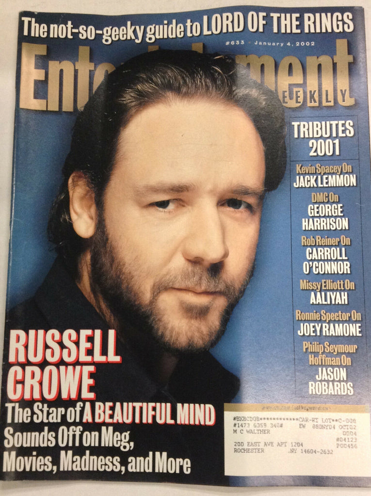 Entertainment Weekly Magazine Russell Crowe January 4, 2002 050317nonr