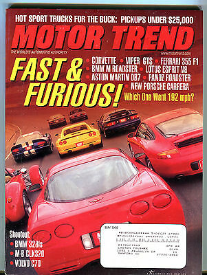 Motor Trend Magazine May 1998 Fast & Furious! Corvette BMW EX 021816jhe