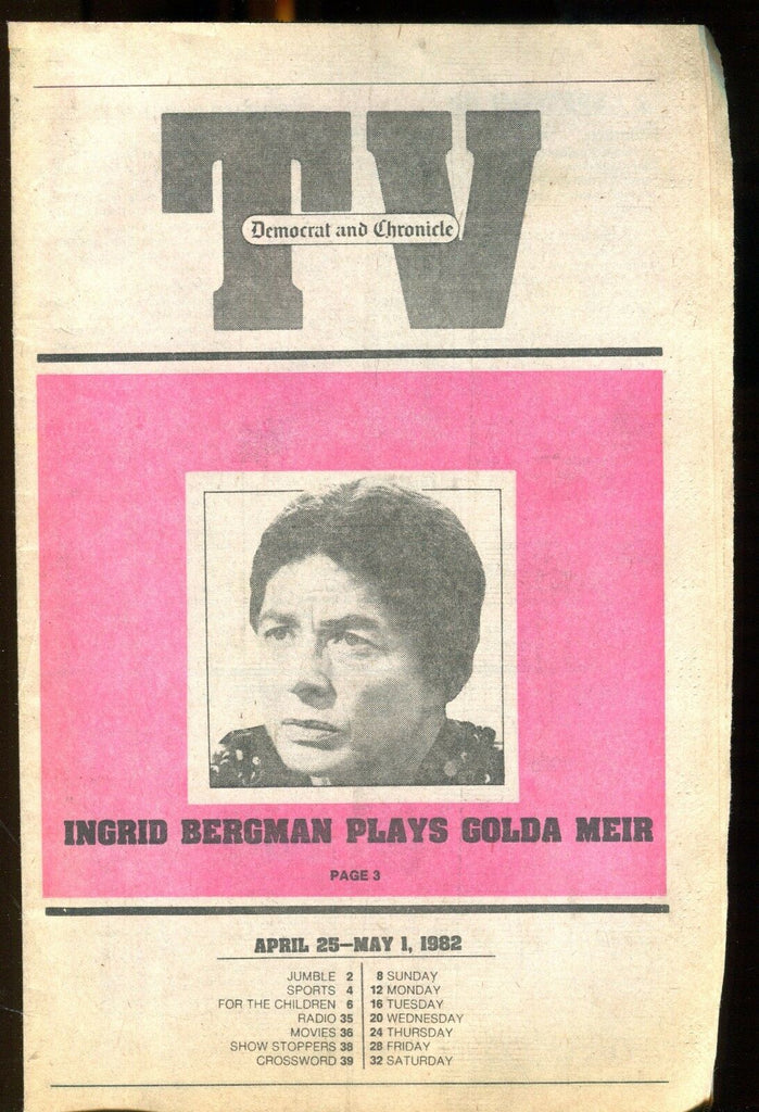 TV Democrat & Chronicle Apr. 25-May 1 1982 Ingrid Bergman EX 022117nonjhe