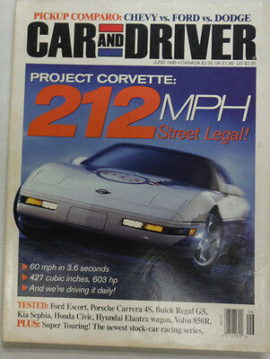 Car And Driver Magazine Project Corvette Ford Escort June 1996 NO ML 051615R2