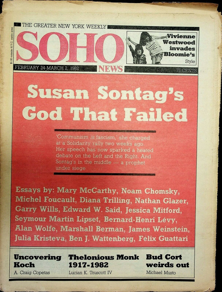 Soho News NYC February 24-March 2 1982 Susan Sontag Vivienne Westwood 091120ame