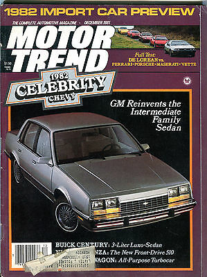 Motor Trend Magazine December 1981 1982 Celebrity Chevy EX 020816jhe