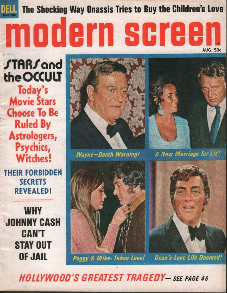 Modern Screen August 1970 Jackie Kennedy Onassis Elizabeth Taylor 072219AME