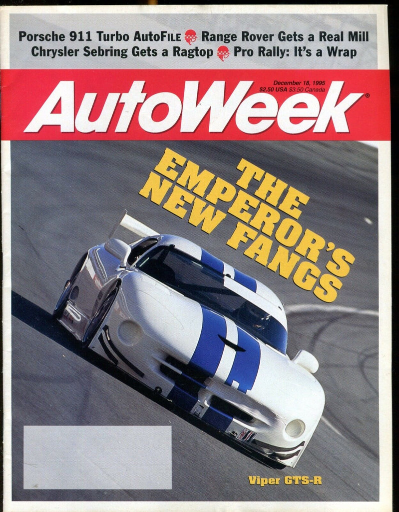 AutoWeek Magazine December 18 1995 Viper GTS-R EX w/ML 022317nonjhe