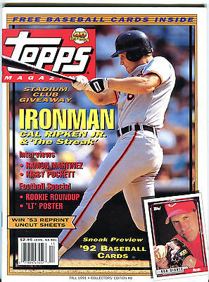 Topps Magazine Fall 1991 Cal Ripken Jr. Orioles EX 060216jhe