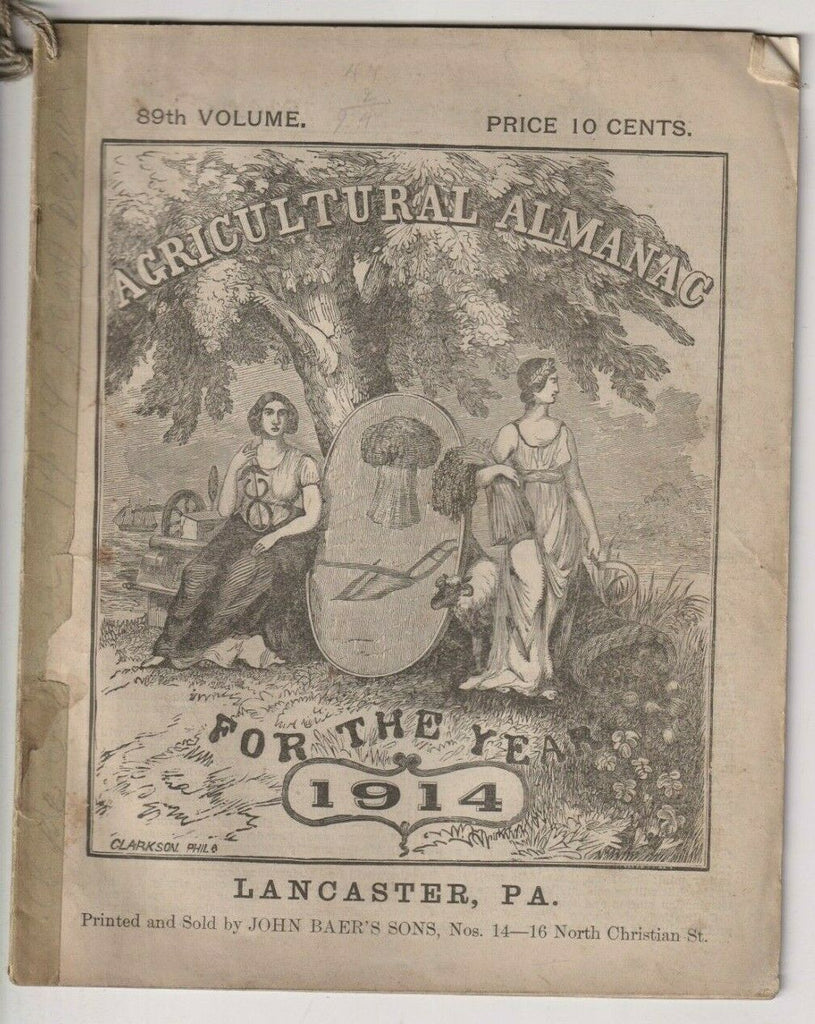 Agriculture Almanac John Baer's Sons Lancaster, PA 89th Volume 1914 022420nonr