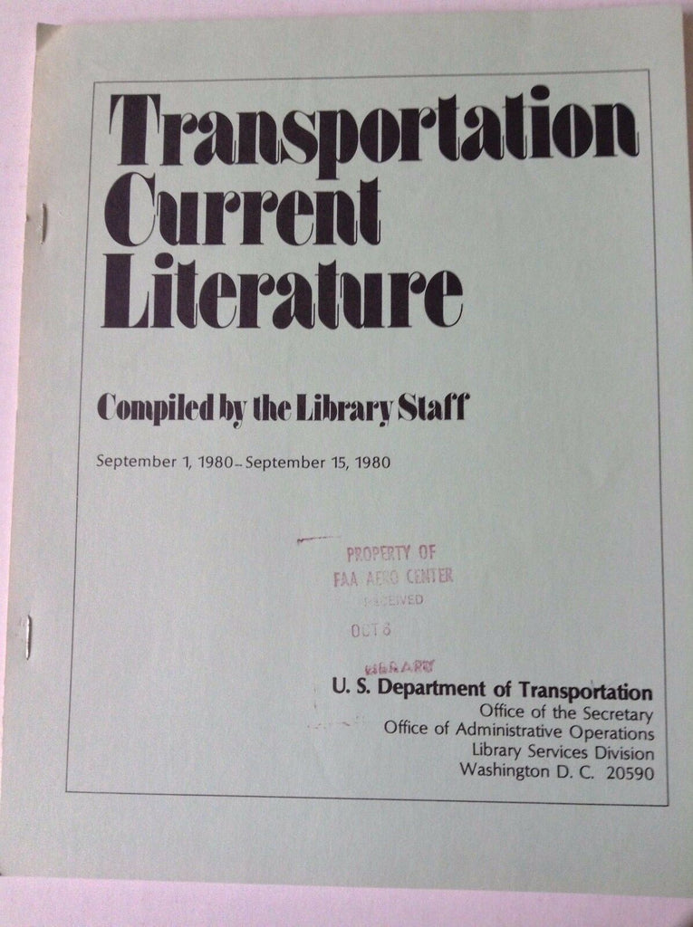Transportation Current Literature Magazine September 1-15, 1980 FAL 050517nonrh