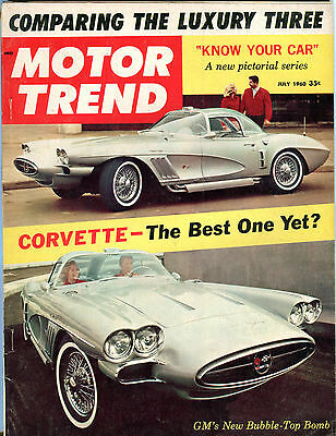 Motor Trend Magazine July 1960 Corvette GM Bubble-Top Bomb EX 060916jhe