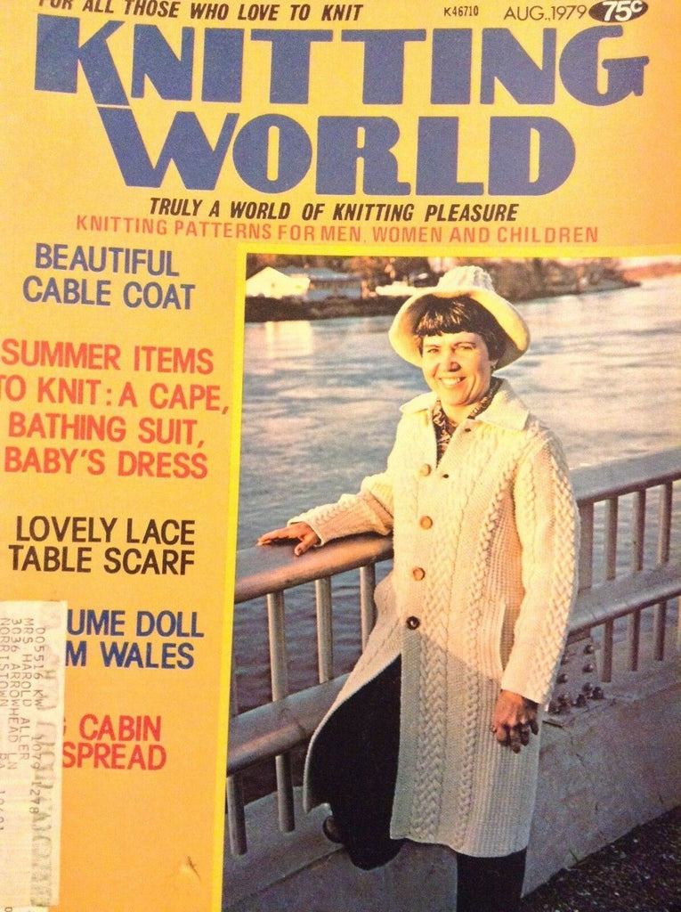 Knitting World Magazine A Beautiful Cable Coat August 1979 052018nonrh