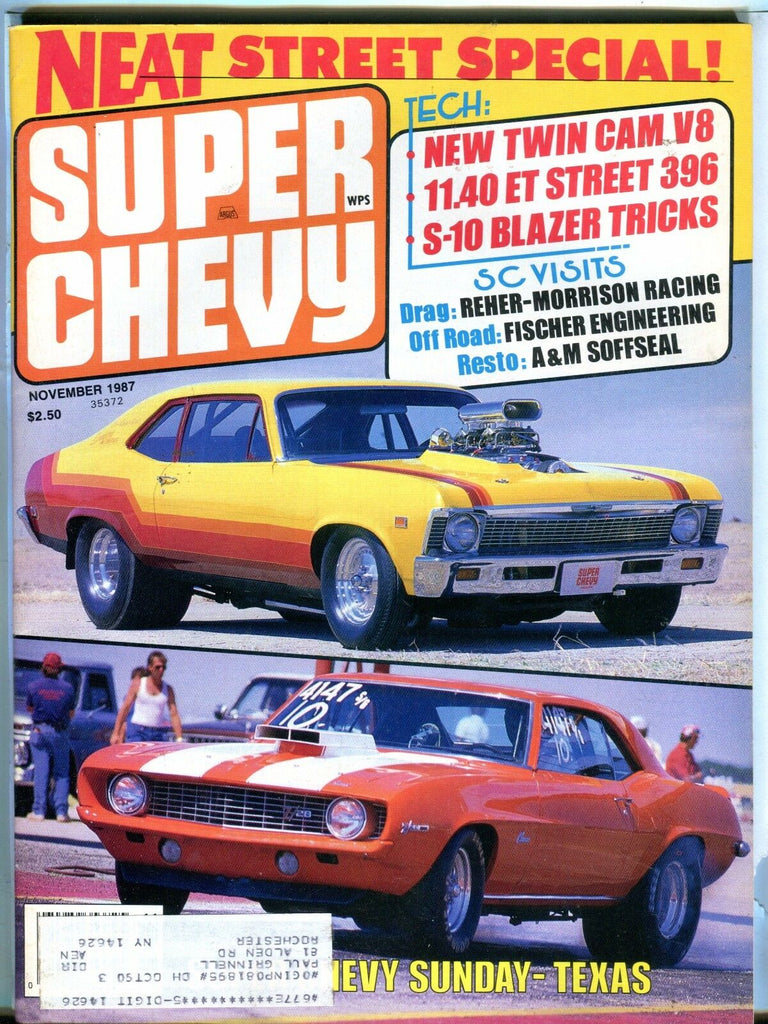 Super Chevy Magazine November 1987 S-10 Blazer Tricks EX w/ML 031317nonjhe