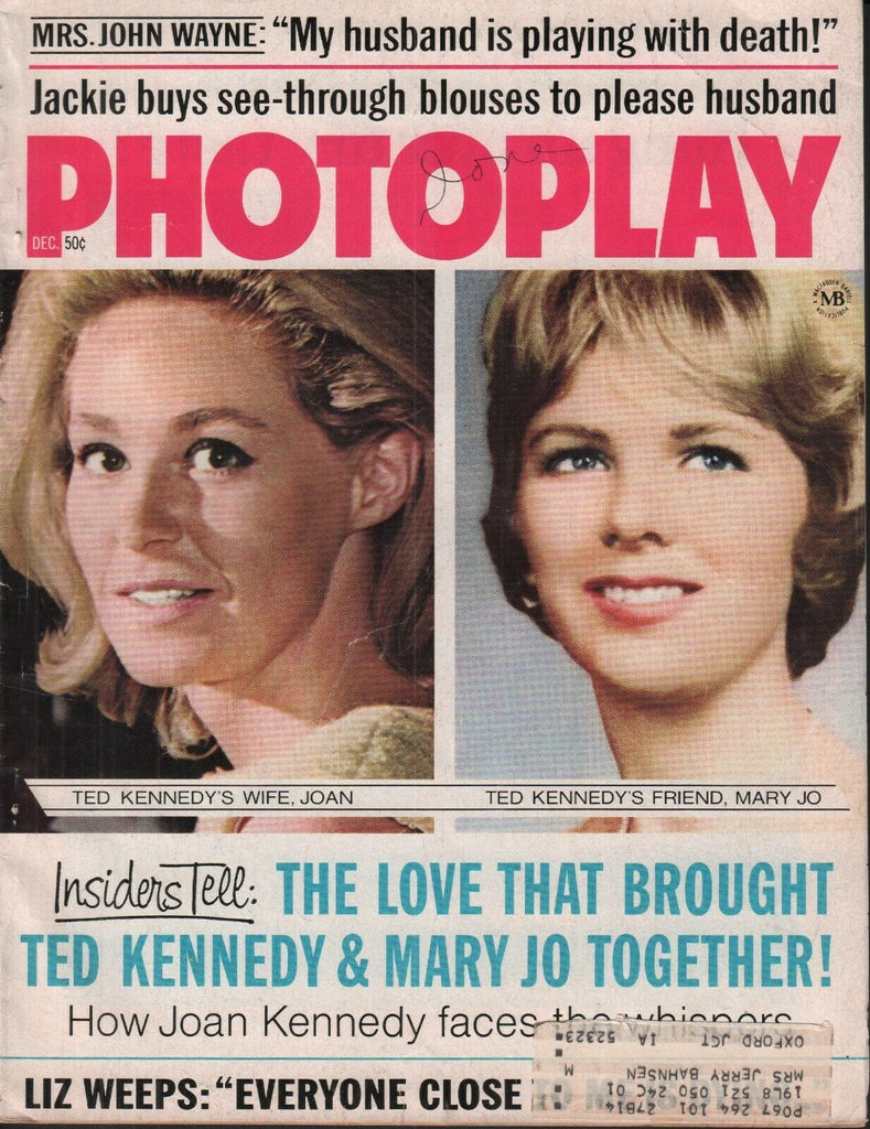 Photoplay December 1969 Joan Ted Jackie Kennedy Mary Jo 062019AME2