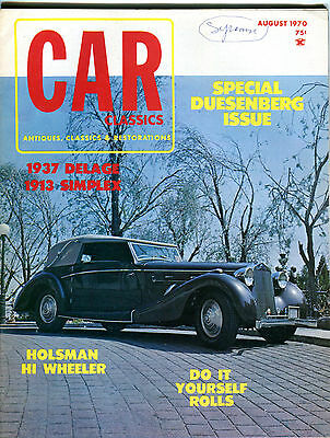 Car Classics Magazine August 1970 Special Duesenberg Issue EX 060916jhe