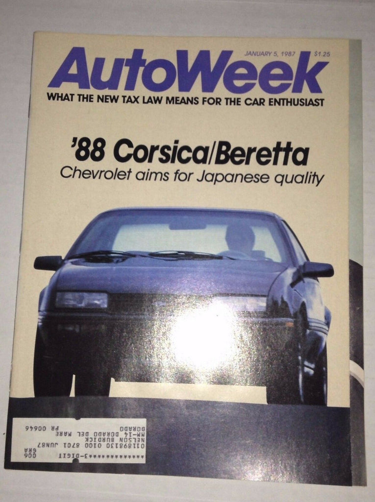 Autoweek Magazine '88 Corsica/Beretta January 5, 1987 011717RH