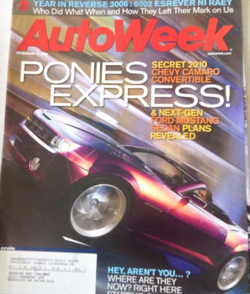 AutoWeek Magazine Chevy Camaro Convertible December 18, 2006 080217nonrh