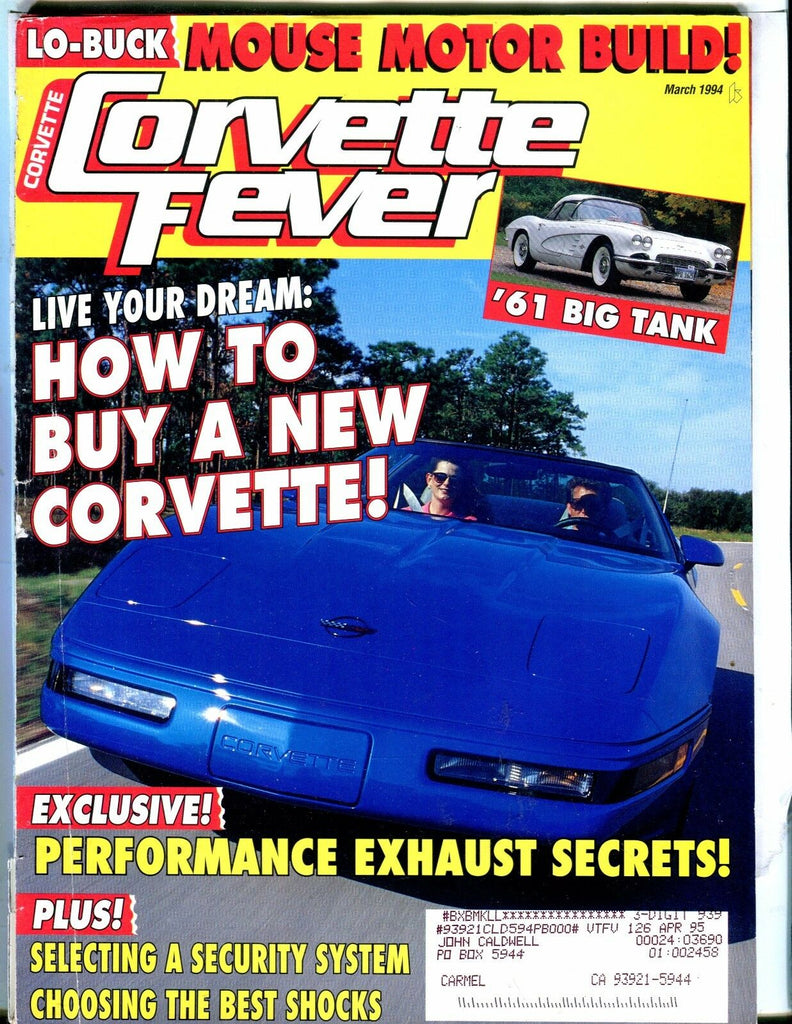 Corvette Fever Magazine March 1994 '61 Big Tank VG w/ML 042617nonjhe