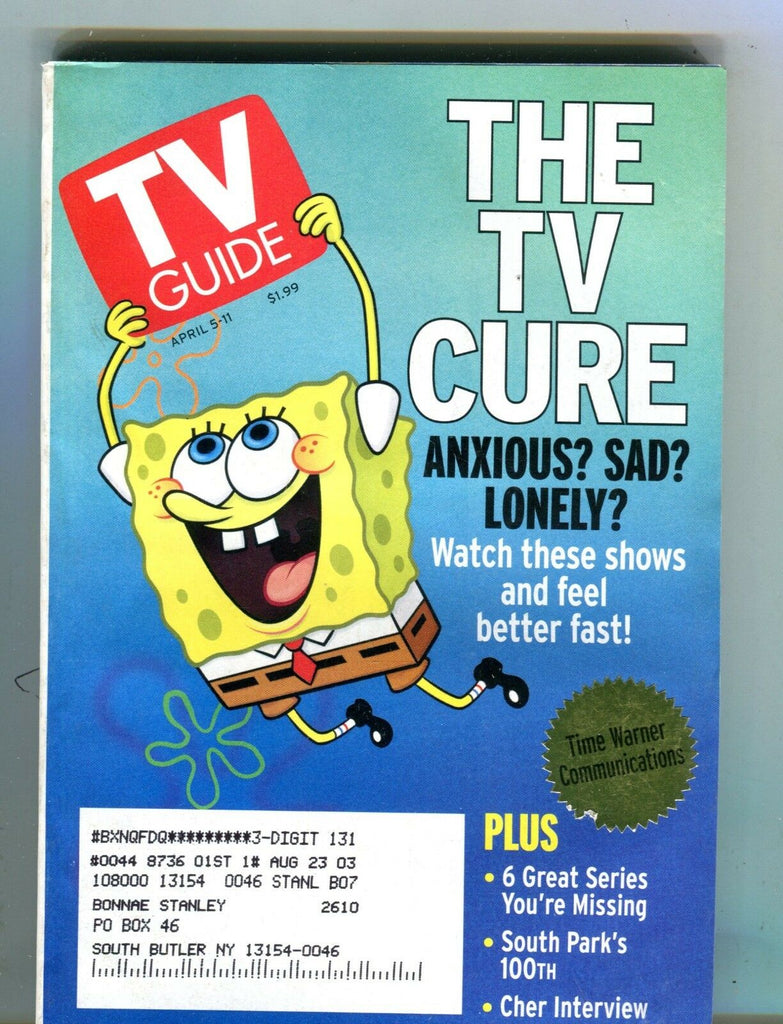 TV Guide Magazine April 5-11 2003 Spongebob EX w/ML 121516jhe