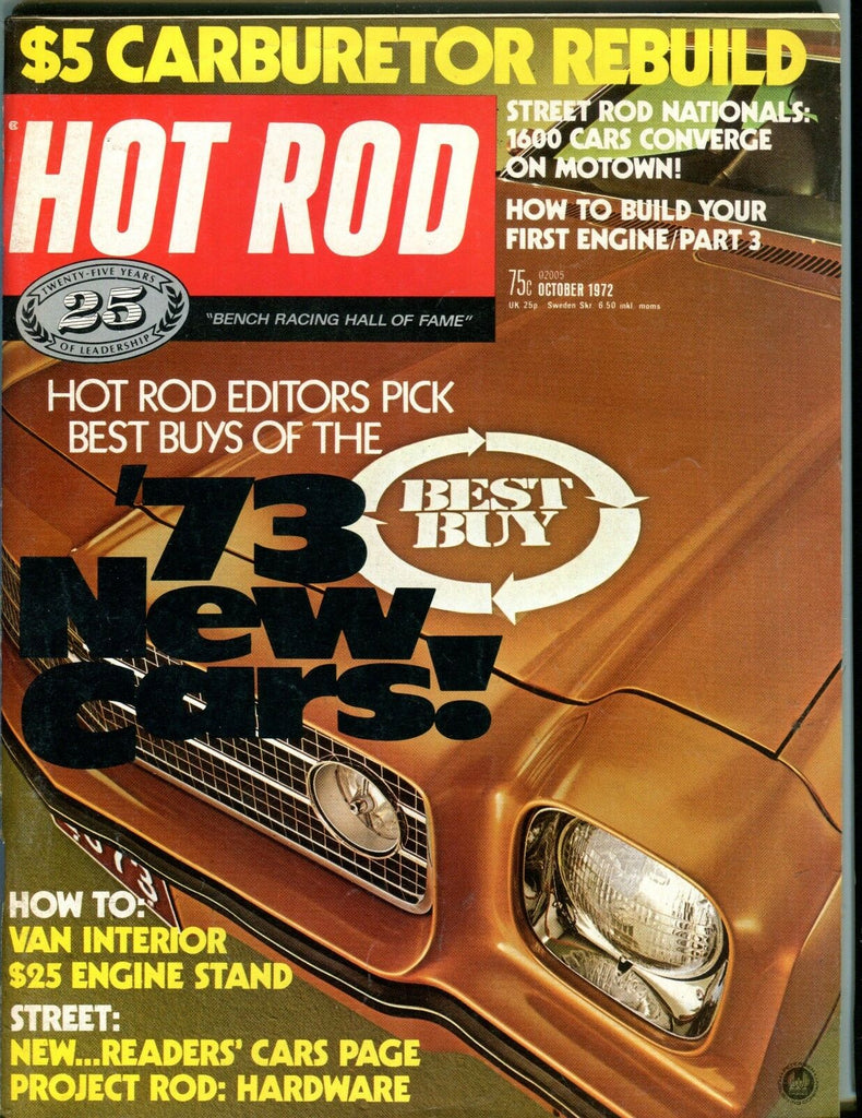 Hot Rod Magazine October 1972 '73 New Cars EX No ML 051117nonjhe