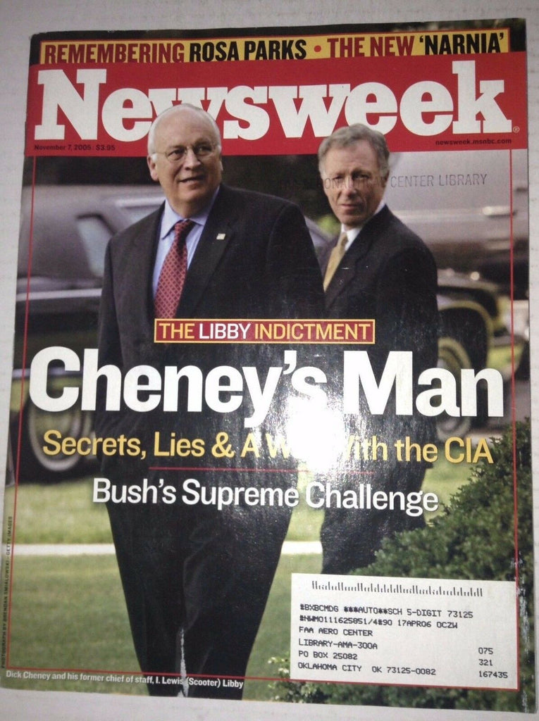 Newsweek Magazine Dick Cheney's Man Libia November 7, 2005 FAL 042717nonrh