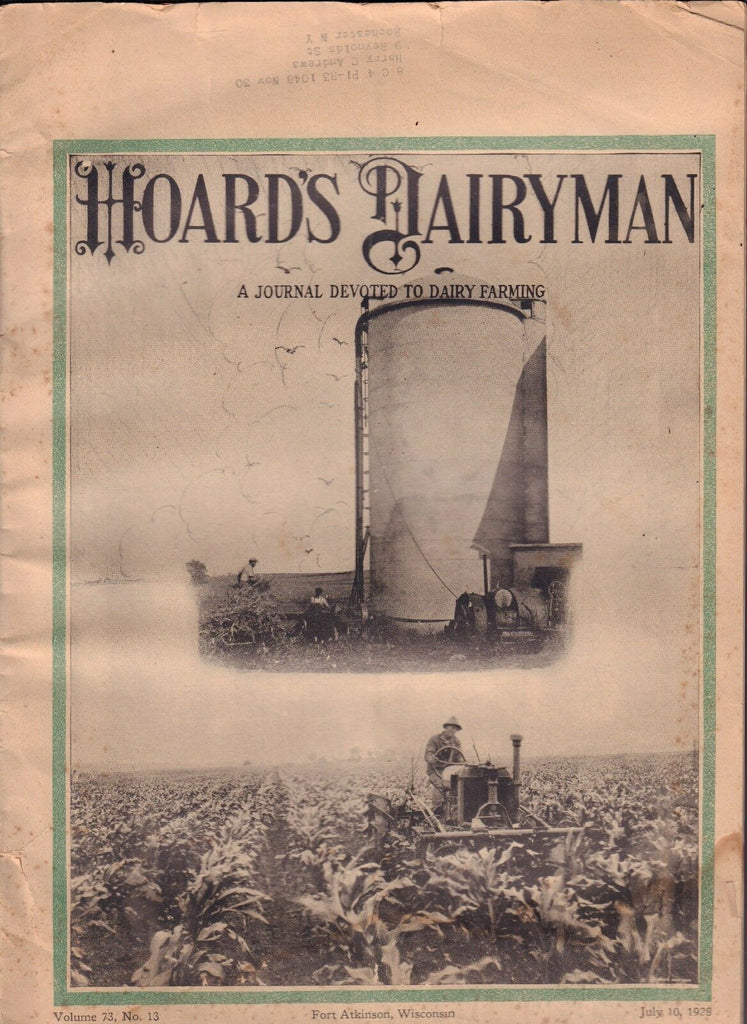 Hoards Plairyman Farming Dairy July 10 1928 Wisconsin w/ML 011217DBE