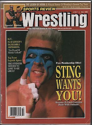 Sports Review Wrestling October 1990 Sting, Sgt. Slaughter EX 120815DBE
