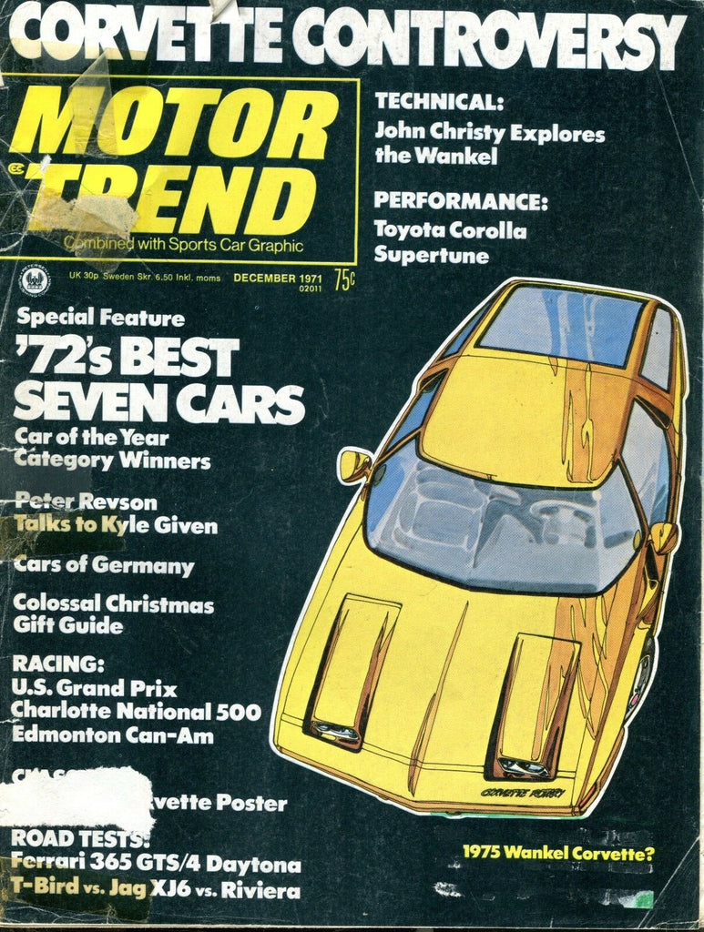 Motor Trend Magazine December 1971 1975 Wankel Corvette ACC No ML 091916jhe