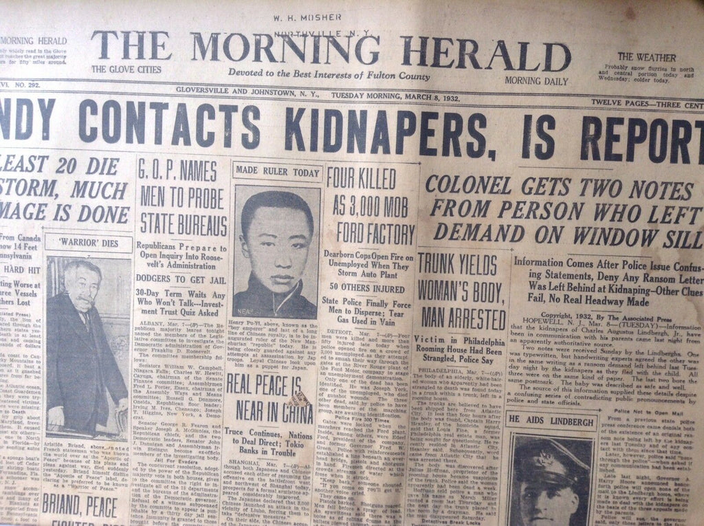 The Morning Herald Magazine Lindy Contacts Kidnapers March 8, 1932 102317nonrh