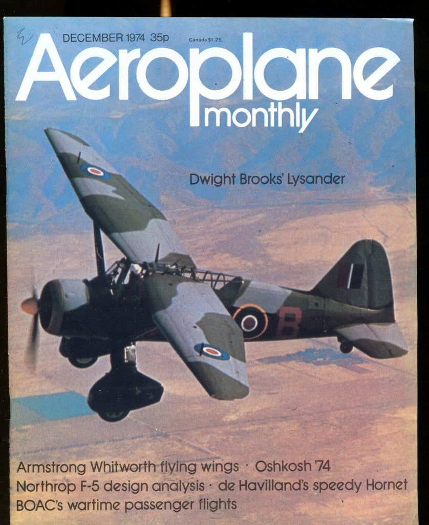 Aeroplane Monthly Magazine December 1974 Brooks' Lysander EX No ML 120216jhe