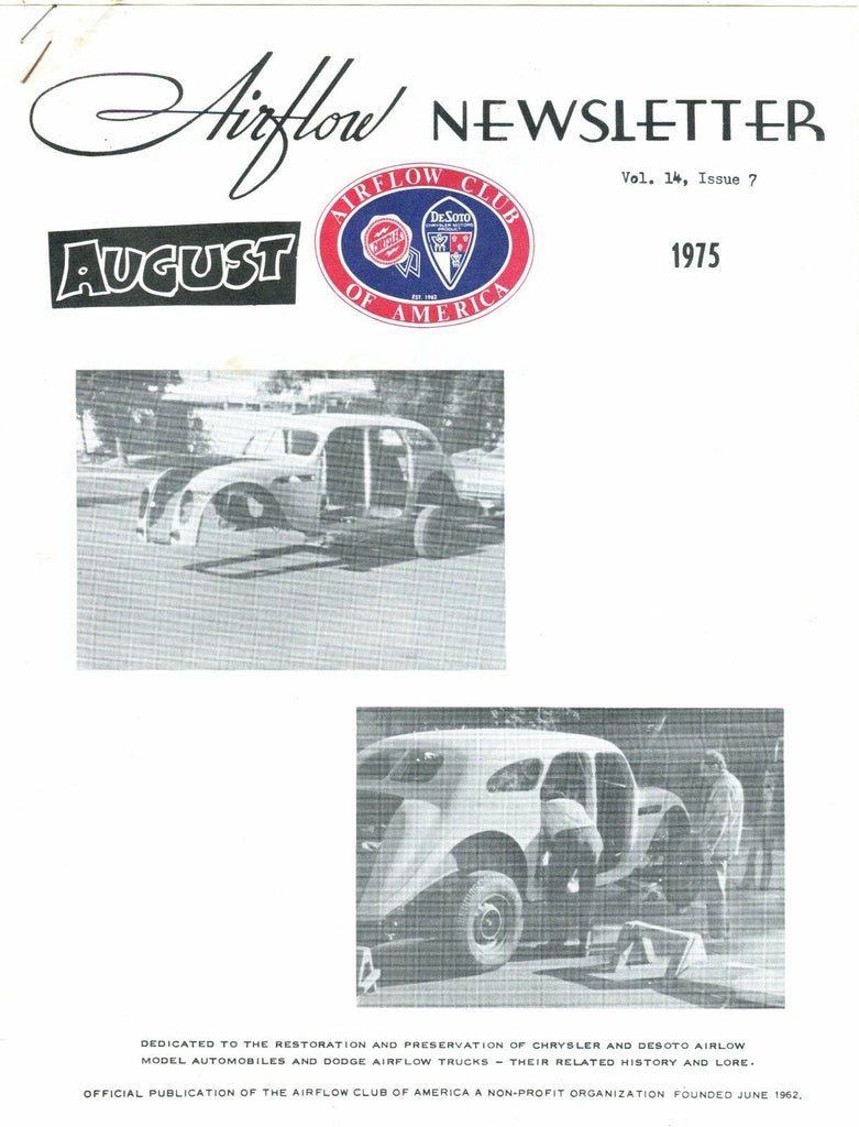 Airflow Newsletter August 1975 EX No ML 031017nonjhe