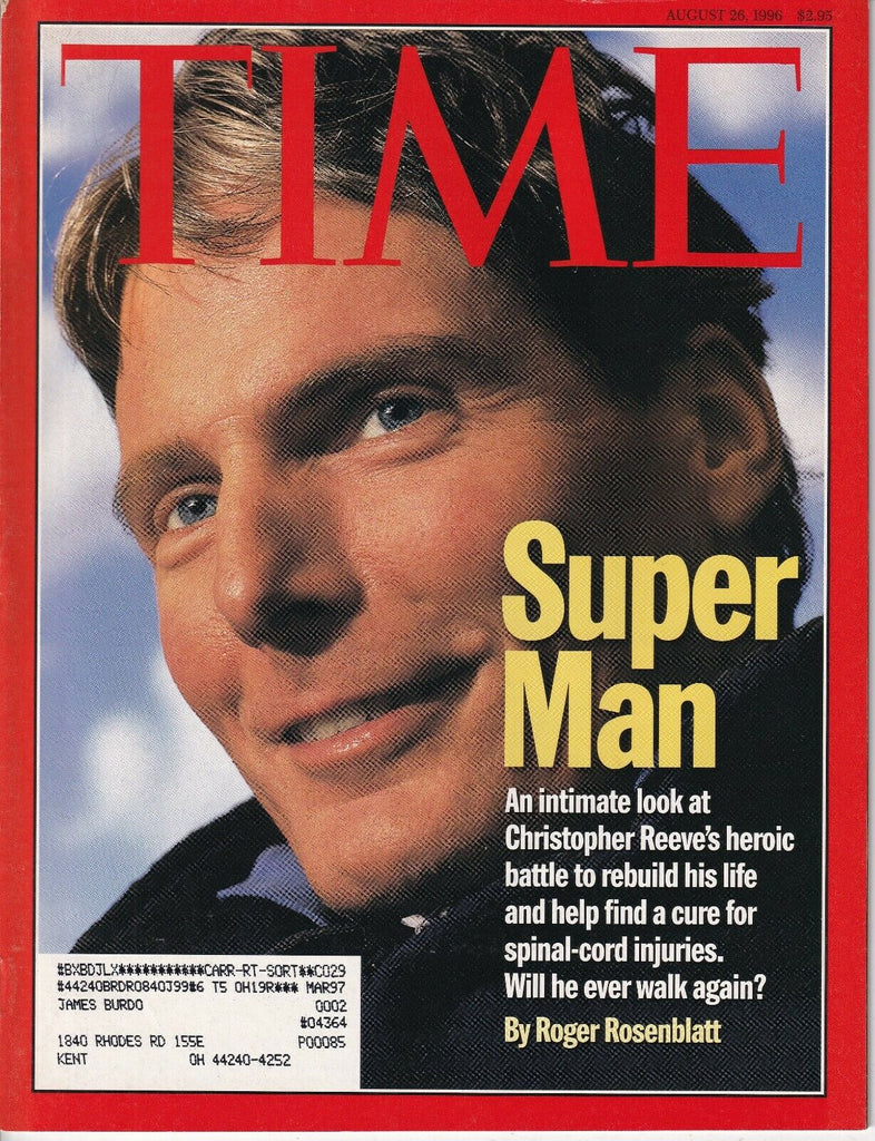 Time Magazine Christopher Reeves Super Man August 26, 1996 031919nonr
