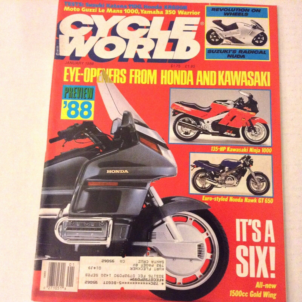 Cycle World Magazine Kawasaki Ninja 1000 Honda Hawk January 1988 061917nonrh