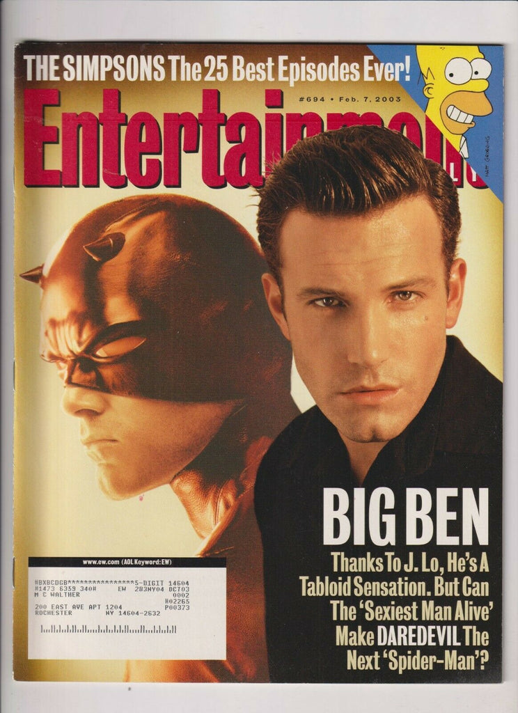 Entertainment Weekly Ben Affleck Jennifer Lopez February 7, 2003 102319nonr