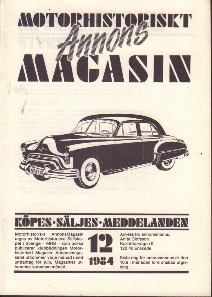 Motorhistoriskt Magasin Annons Swedish Car Magazine 12 1984 Dodge 032717nonDBE