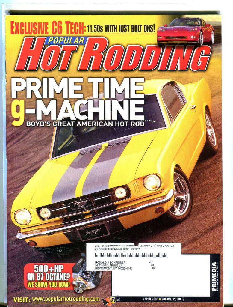 Popular Hot Rodding Magazine March 2005 C6 Tech EX w/ML 050617nonjhe