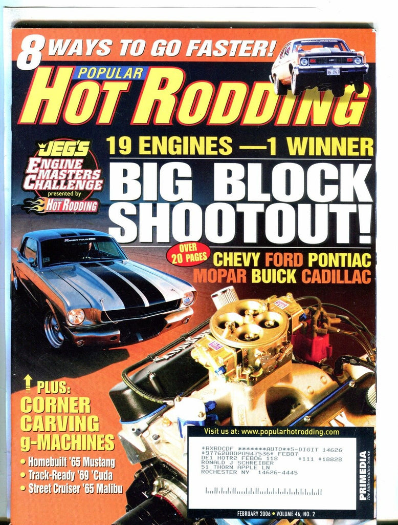 Popular Hot Rodding Magazine February 2006 Chevy Ford EX w/ML 050617nonjhe