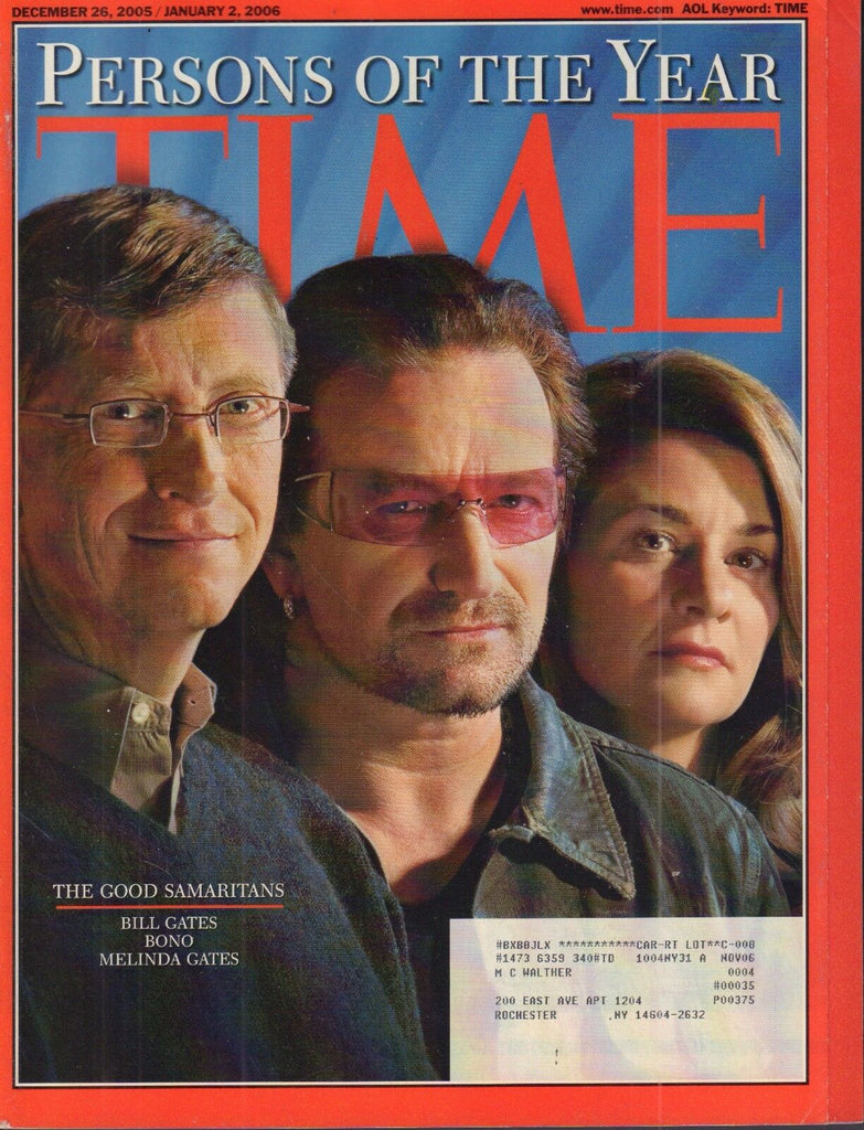 Time January 2 2006 Bull Gates, Melinda Gates, Bono w/ML 050617nonDBE