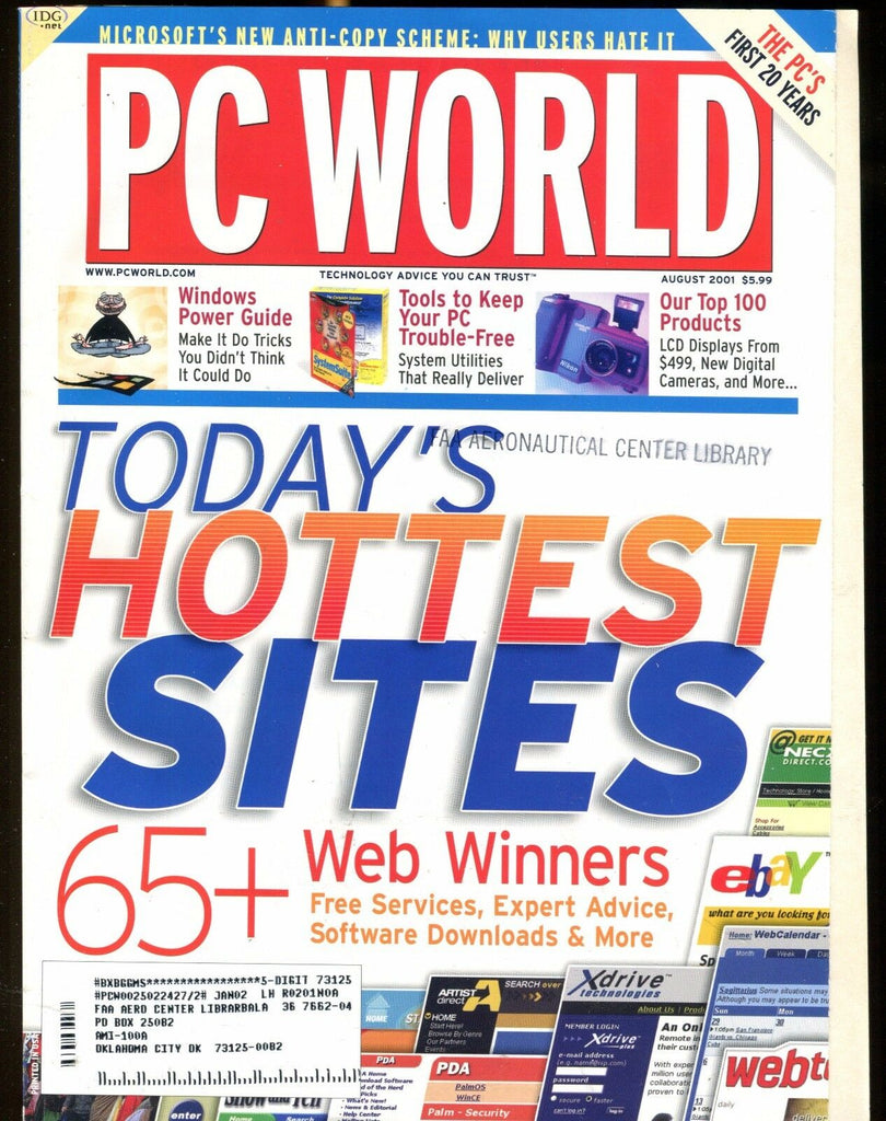 PC World Magazine August 2001 Hottest Sites FAA EX w/ML 022417nonjhe
